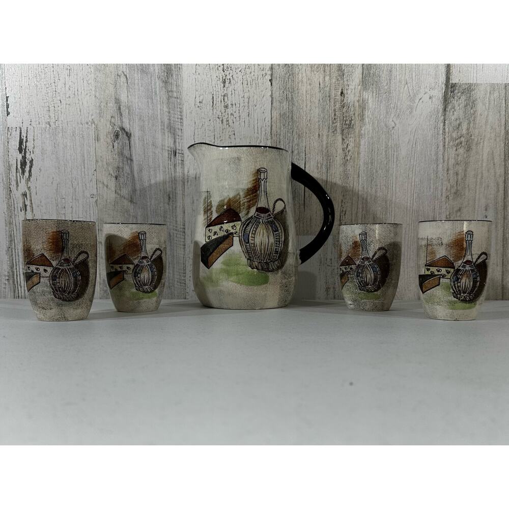 Royal Sealy Capri Small Pitcher & 4 Small Tumblers Juice Glasses